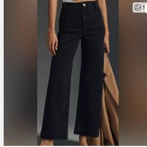 Pilcro By Anthro The Skipper Black Wide Leg Crop Pants Size 28